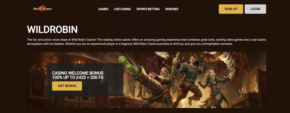 Wild Robin Casino — Bonus di benvenuto 100% fino a €500 + 200 Free Spins